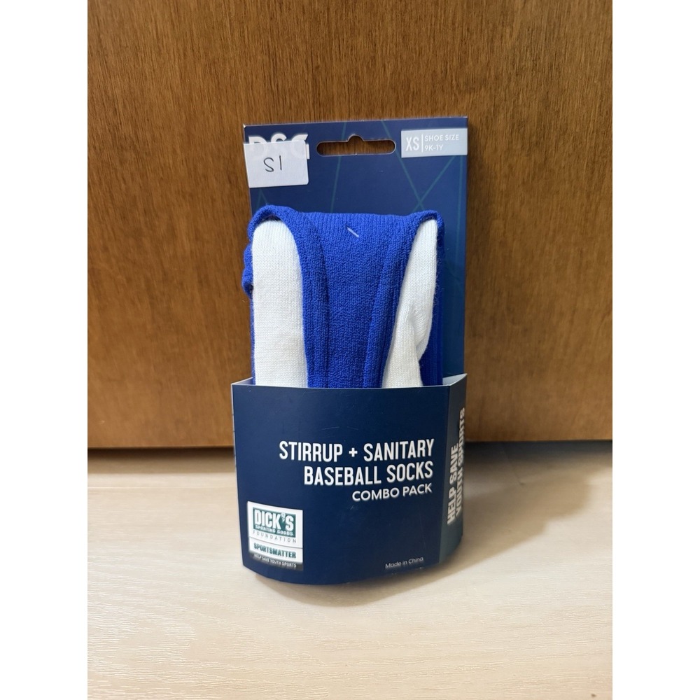 DSG Stirrup + Sanitary Baseball Socks Royal Blue White, Youth XS 9K-1Y New